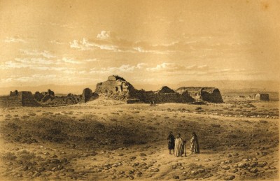 Figure 2. Palmer’s 1860s view of the ruined town of Shivta (pen-and-ink sketch) (taken from Palmer 1871). 